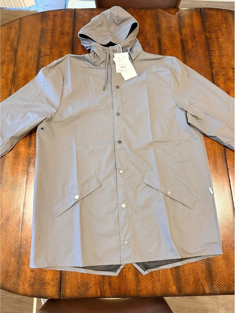 RAINS Jacket W3 Grey  Waterproof Hooded Rain Jacket Unisex XXL NWT